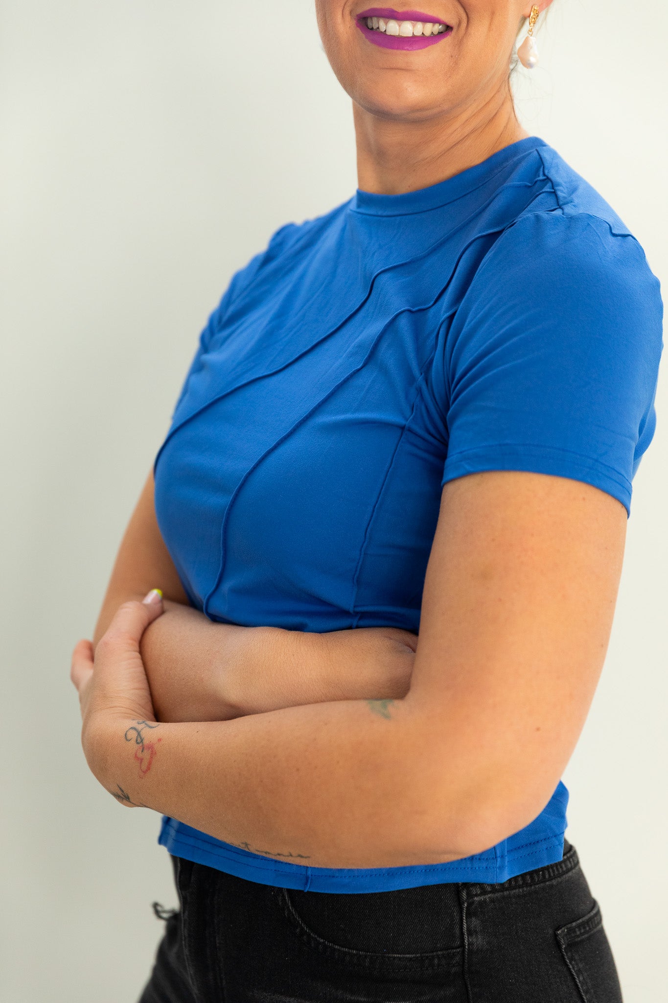 Cobalt Blue Pleated Panel Tee