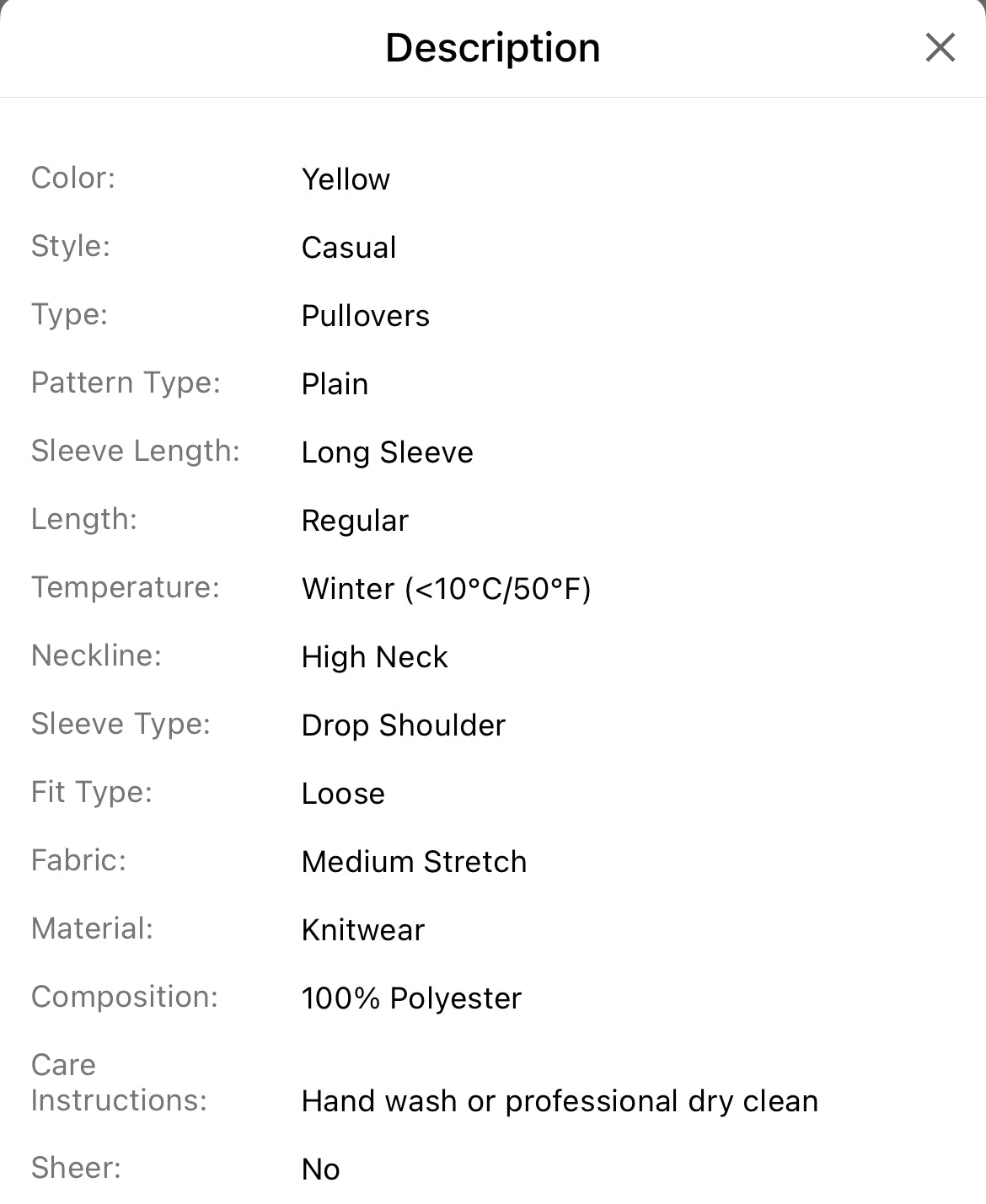 Mustard Yellow Turtleneck Drop Shoulder Sweater (S4)(M2)(L2)