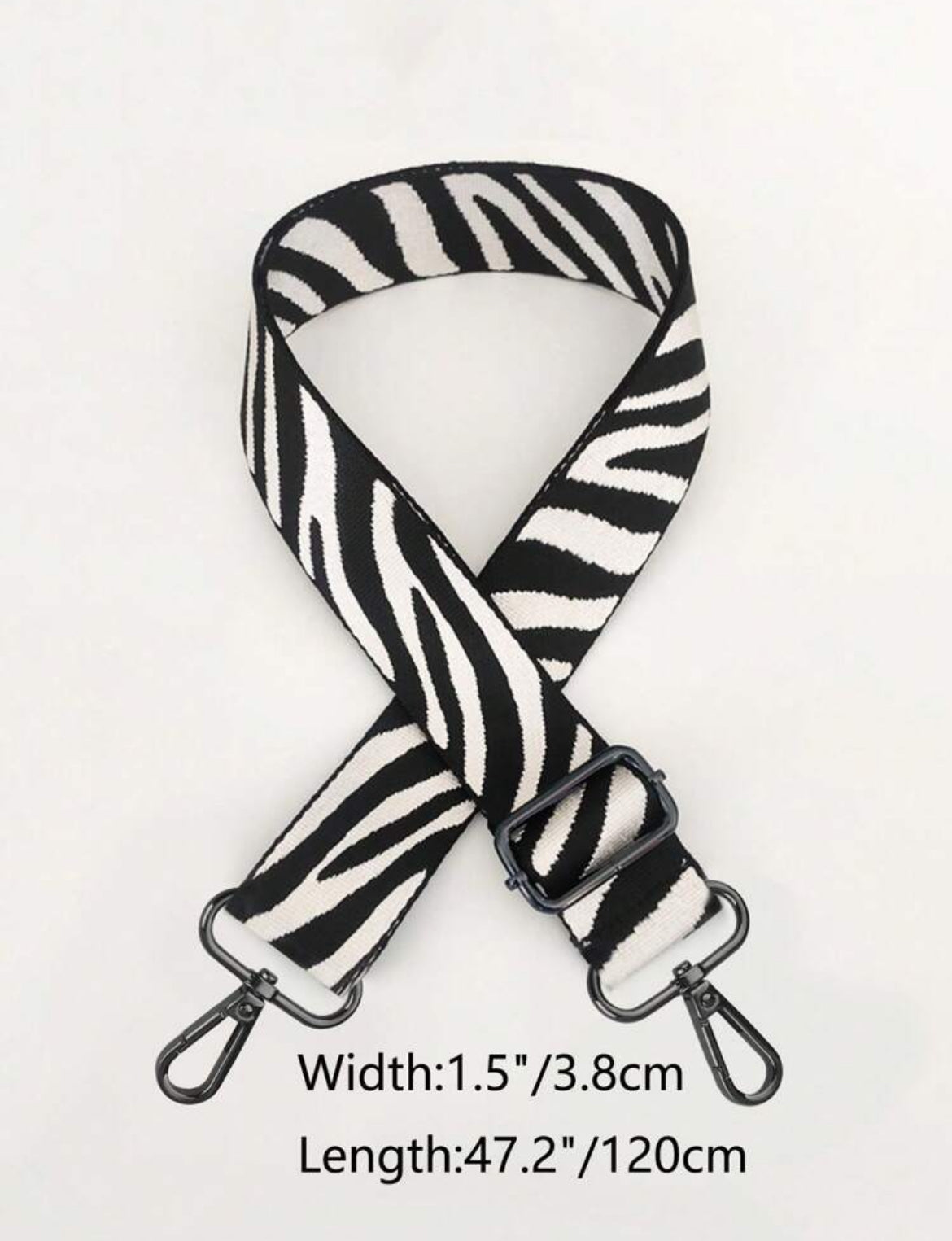 Zebra Patterned Adjustable Bag Strap