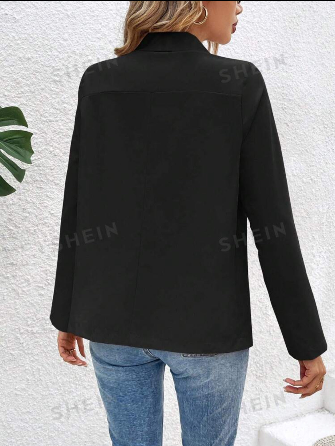SHEIN Essnce Women Plain Simple Daily Blazer Jacket