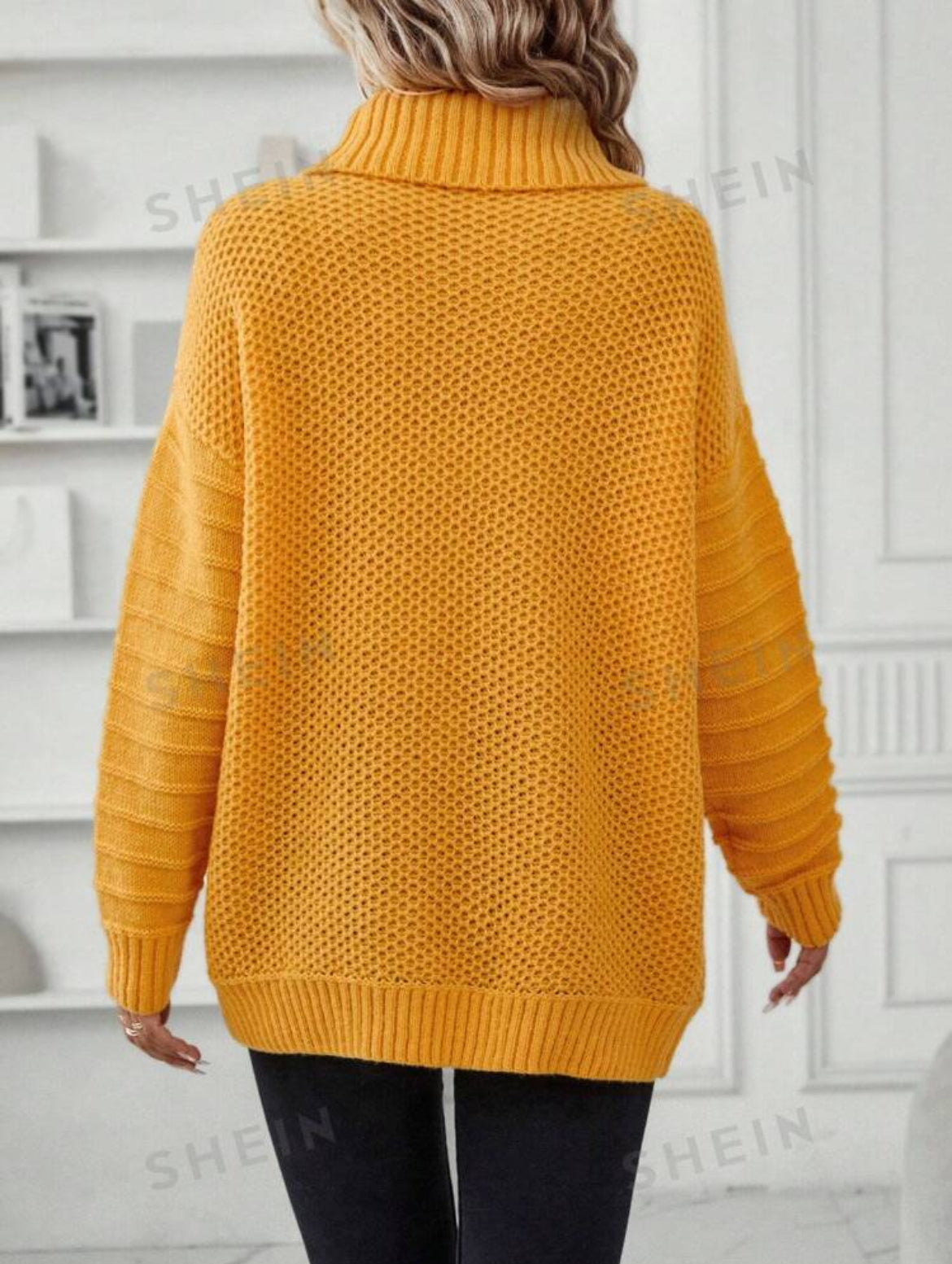 Mustard Yellow Turtleneck Drop Shoulder Sweater (S4)(M2)(L2)