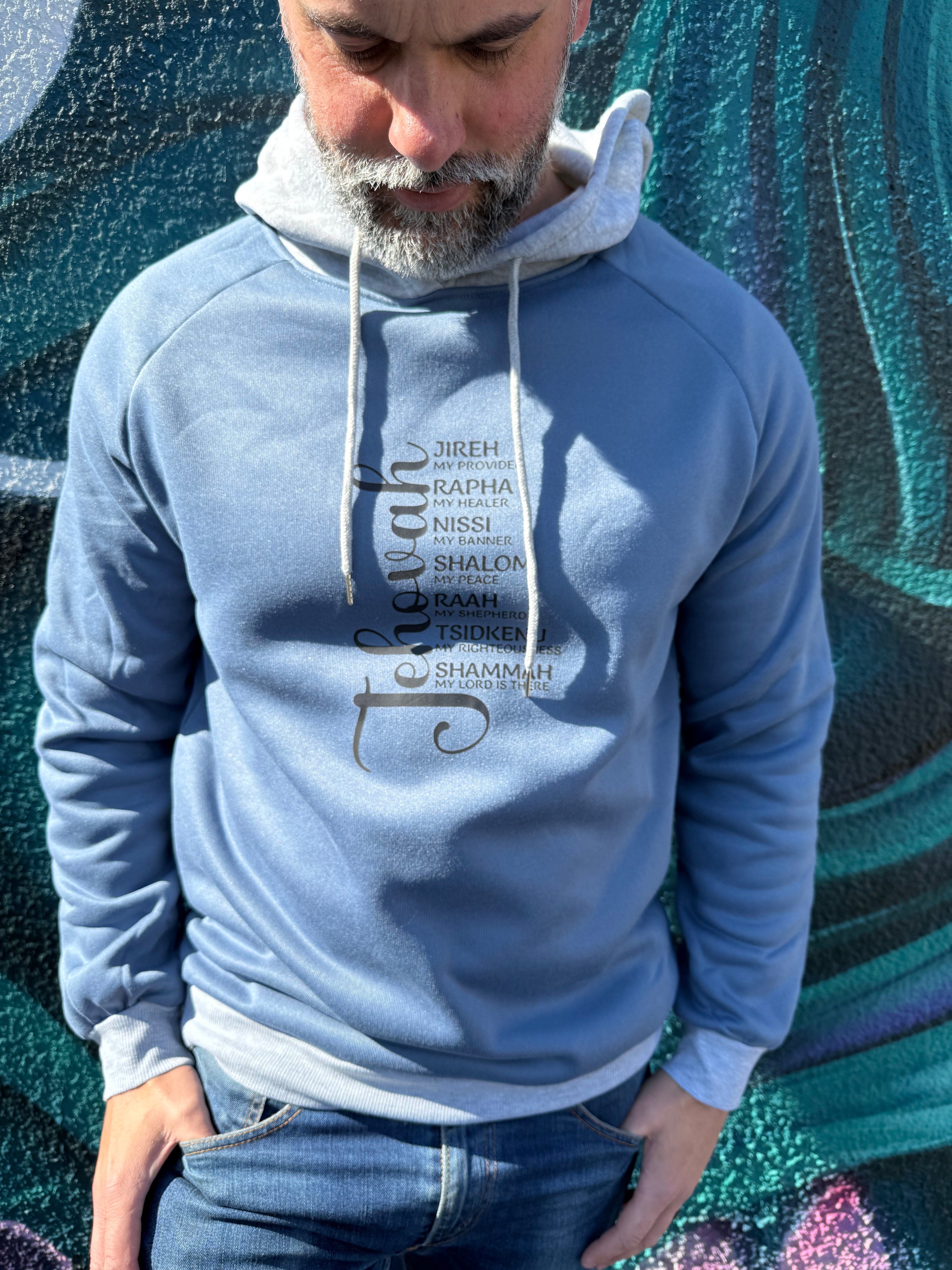 Jehovah Blue and Grey Thermal Lined Hoodie