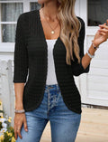 Classic Black Knit 3/4 Sleeve Cardigan