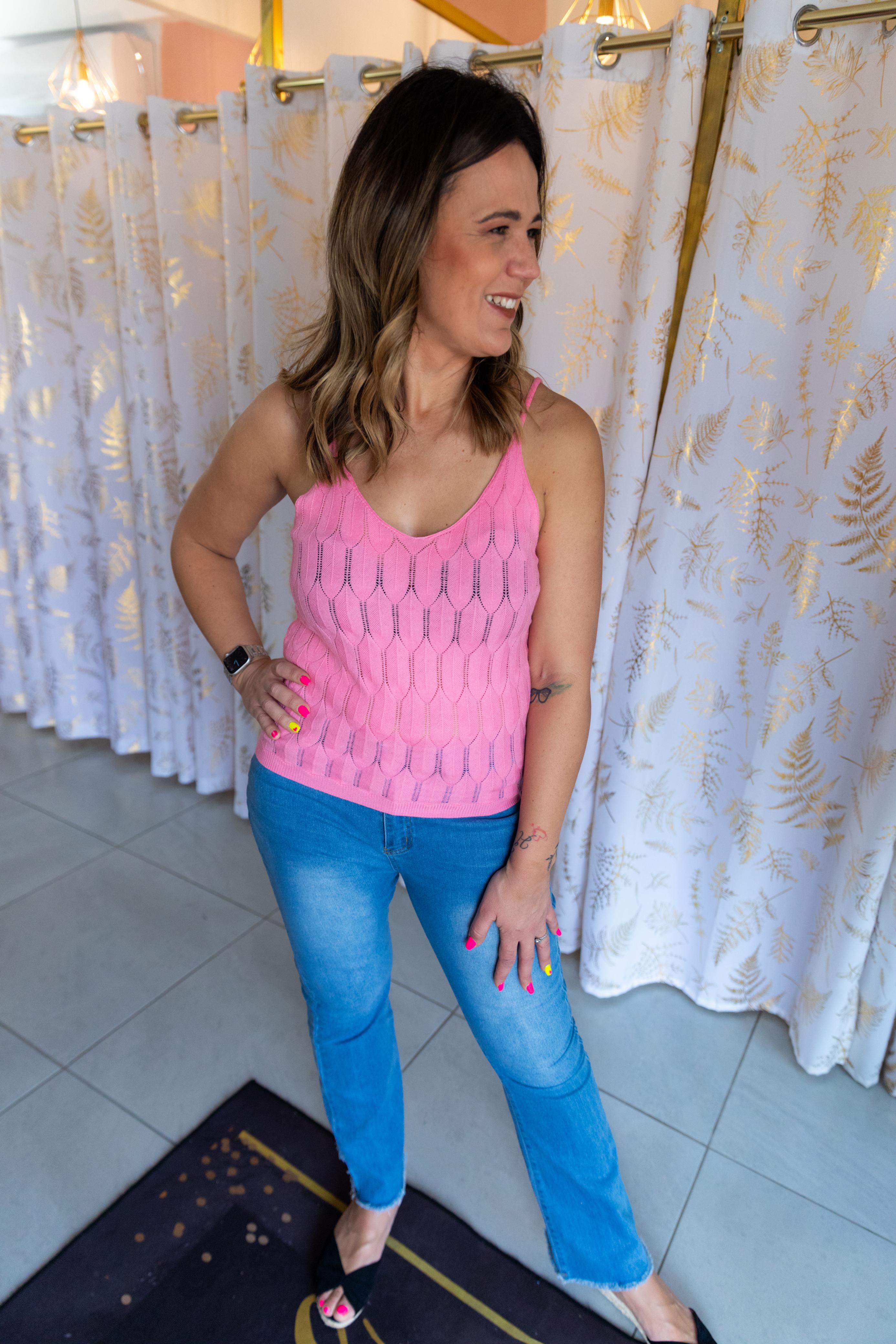 Pink Cable Knit Cami