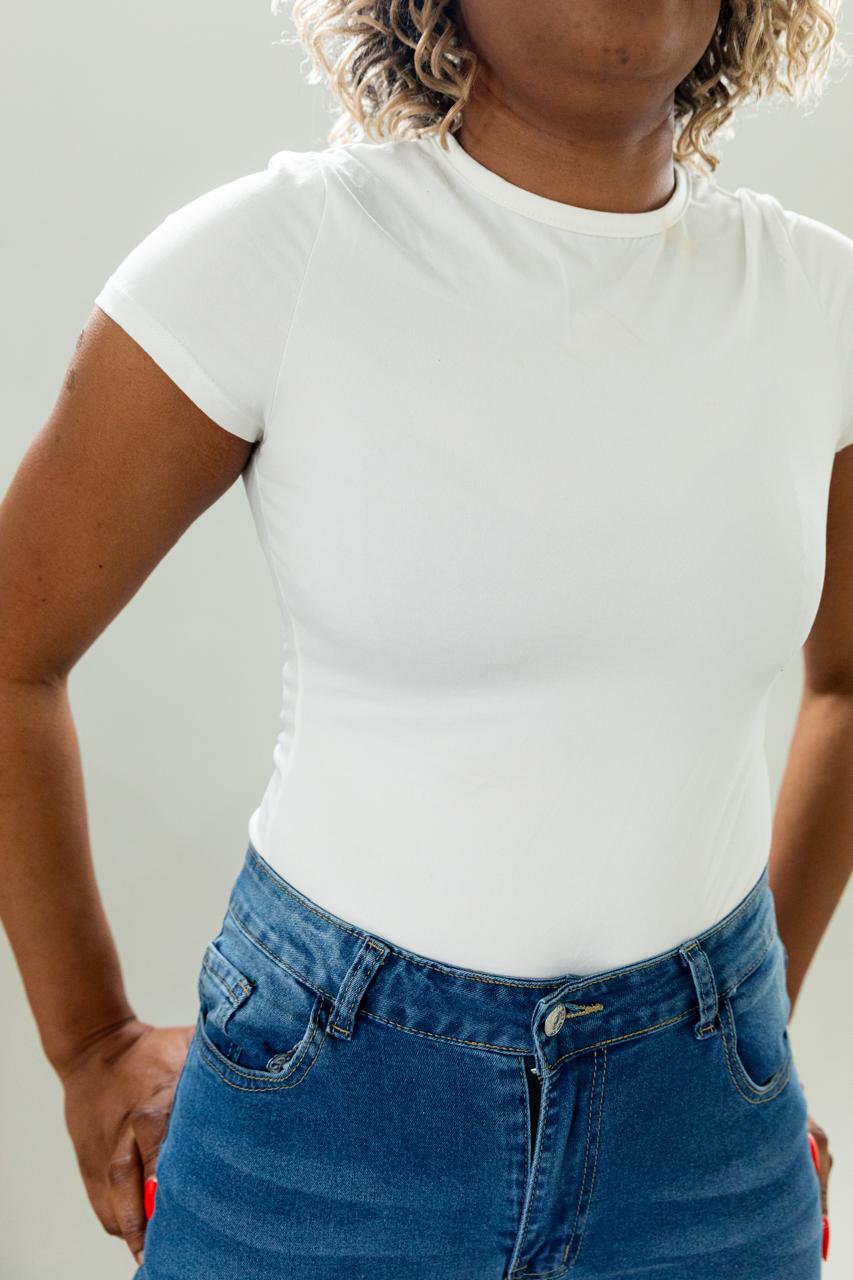 White Classic Short Sleeve Bodysuit – Solid Color Staple