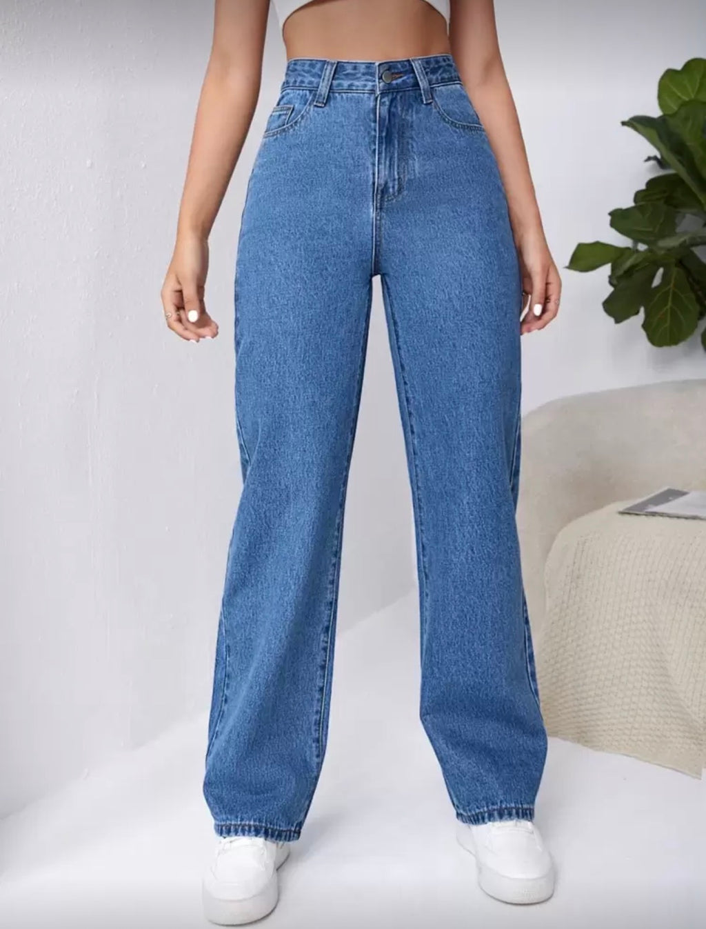 High Waist Boyfriend Jeans Medium Washed