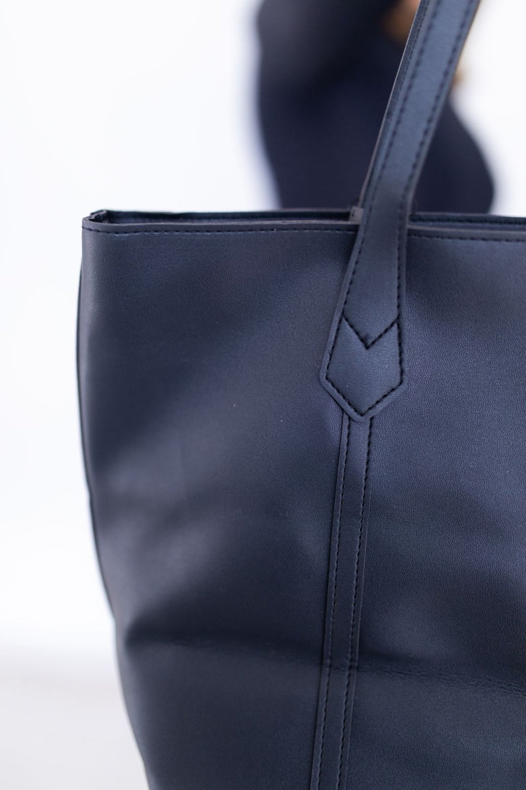 Black Structured PU Leather Office Tote