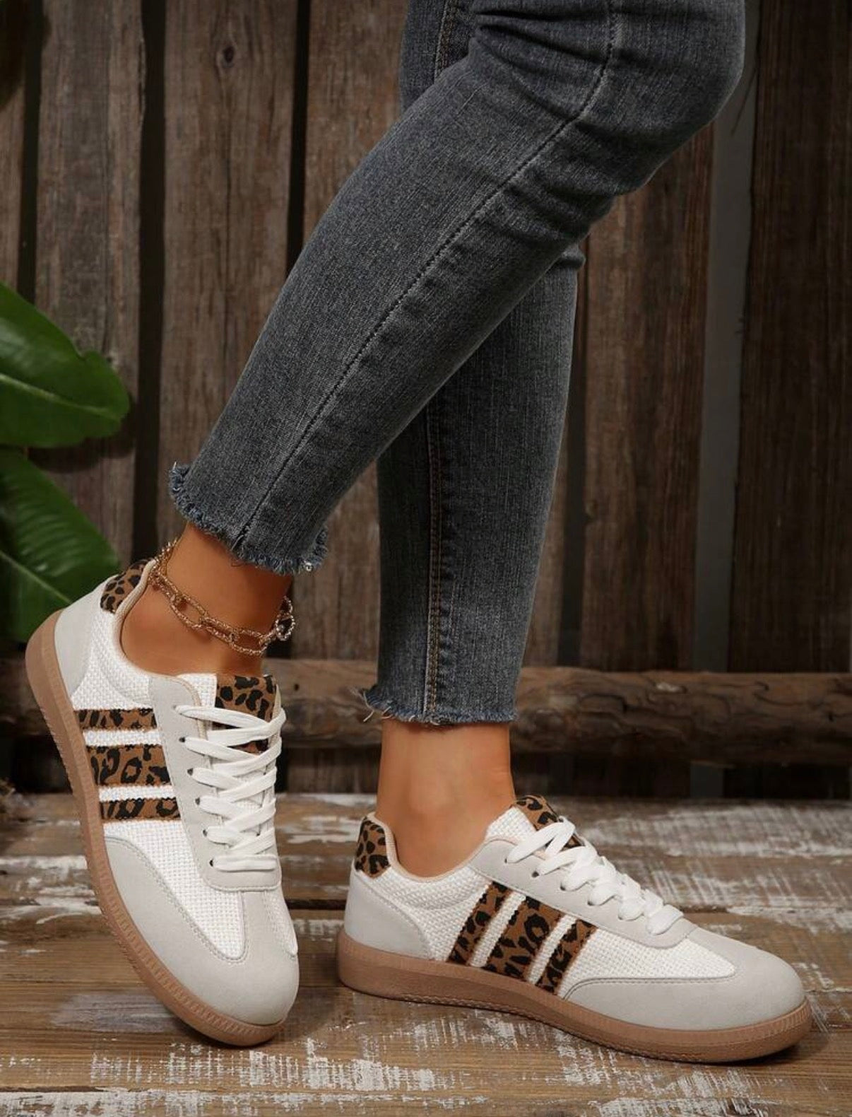 Leopard and White Sneakers