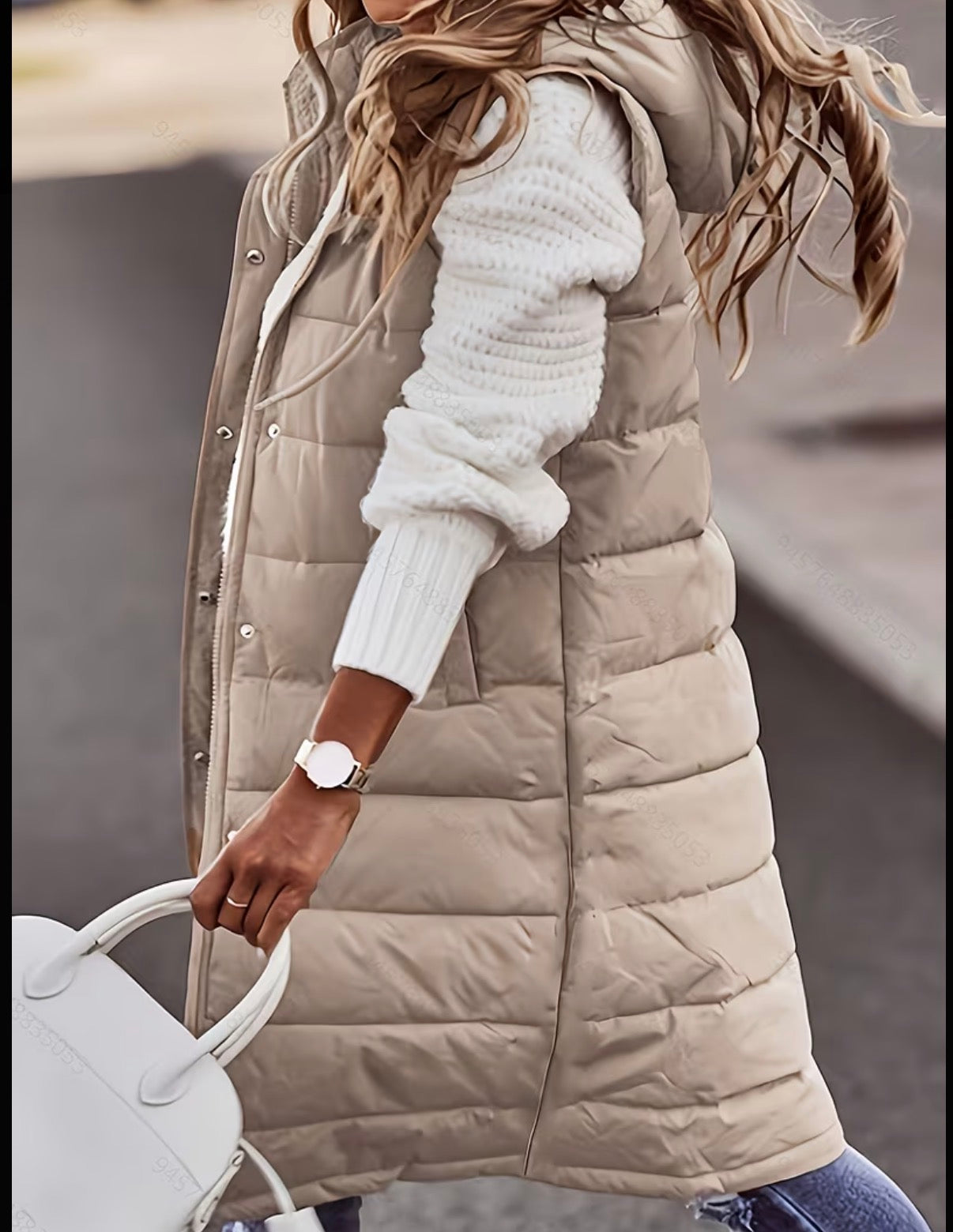 Beige Puffer Sleeveless Jacket