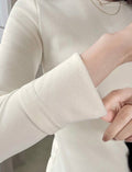 White Fleece-Lined Long Sleeve Essential Top