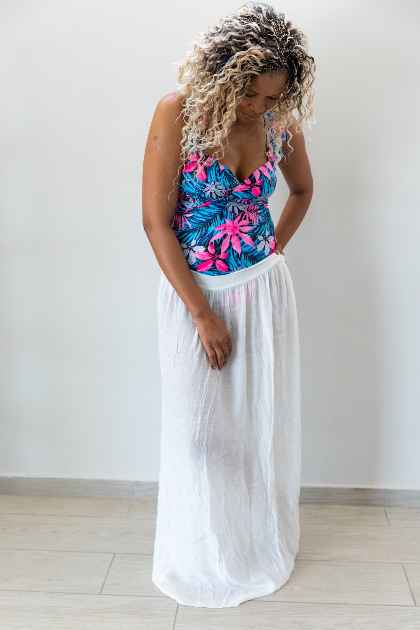 SHEIN Swim Printed Random Ruffle Armhole One-Piece Swimsuit,Summer Beach (wrap sold separately)