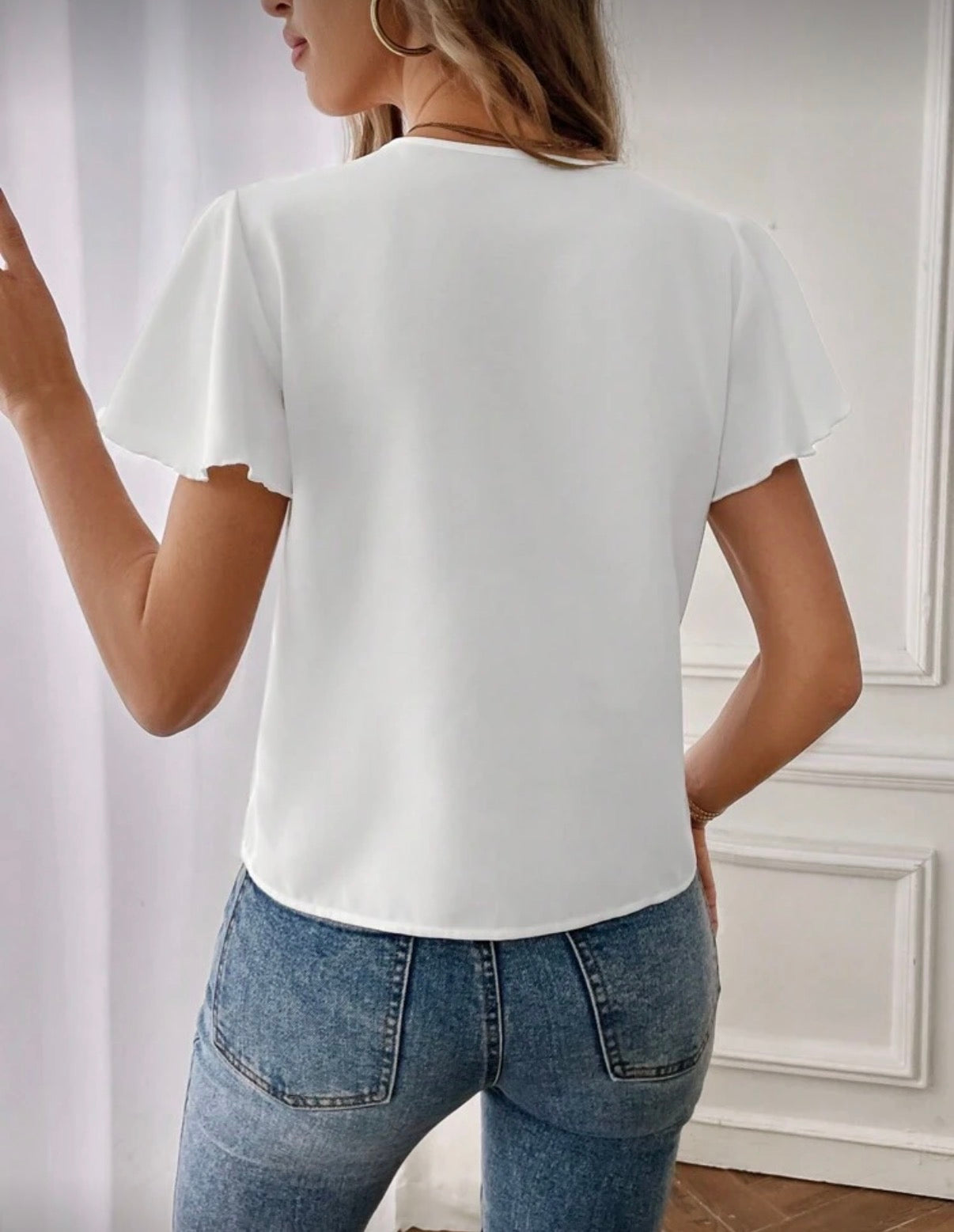 Butterfly Sleeve White Blouse