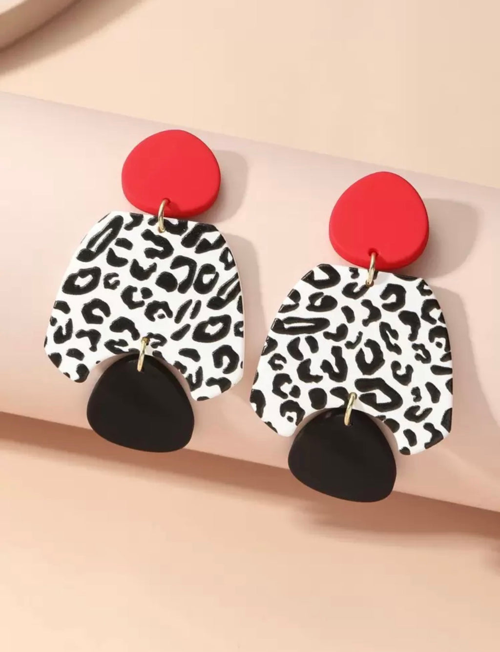Leopard Red Statement Earrings