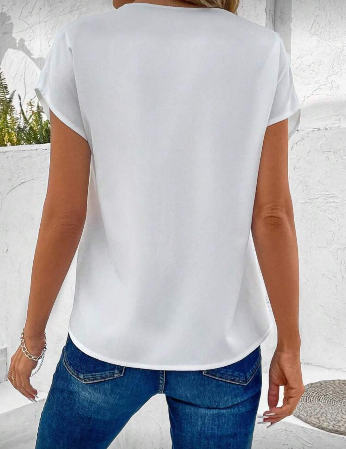 White V Neck Blouse