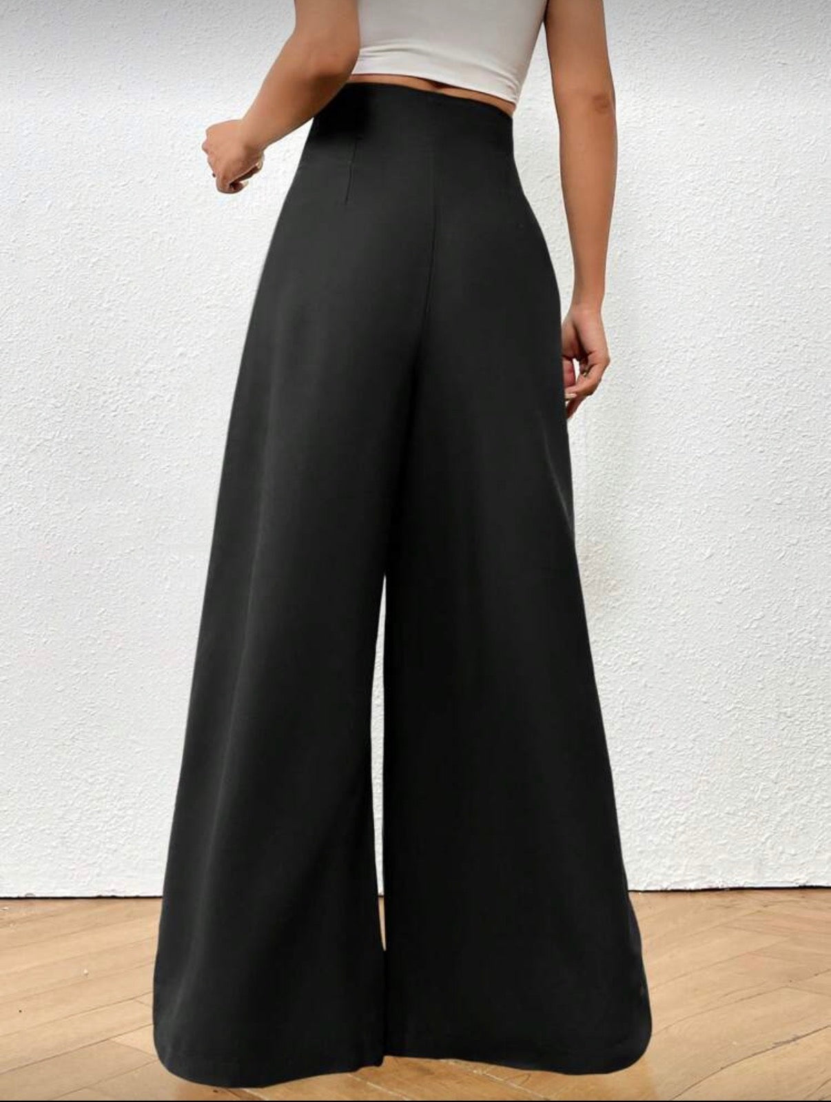 High Waist Black Wide Leg Pants