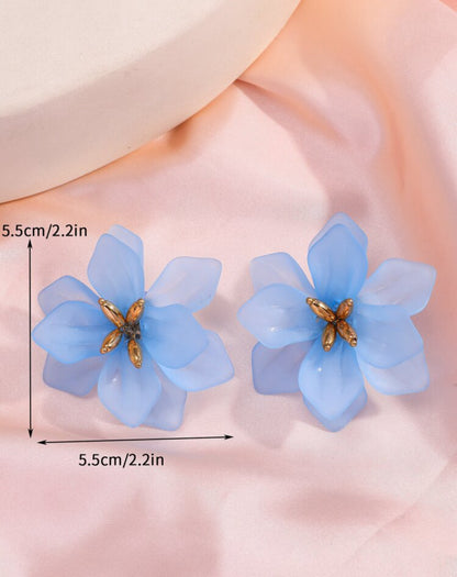 Plastic Flower Studs Copper Shaft (22)