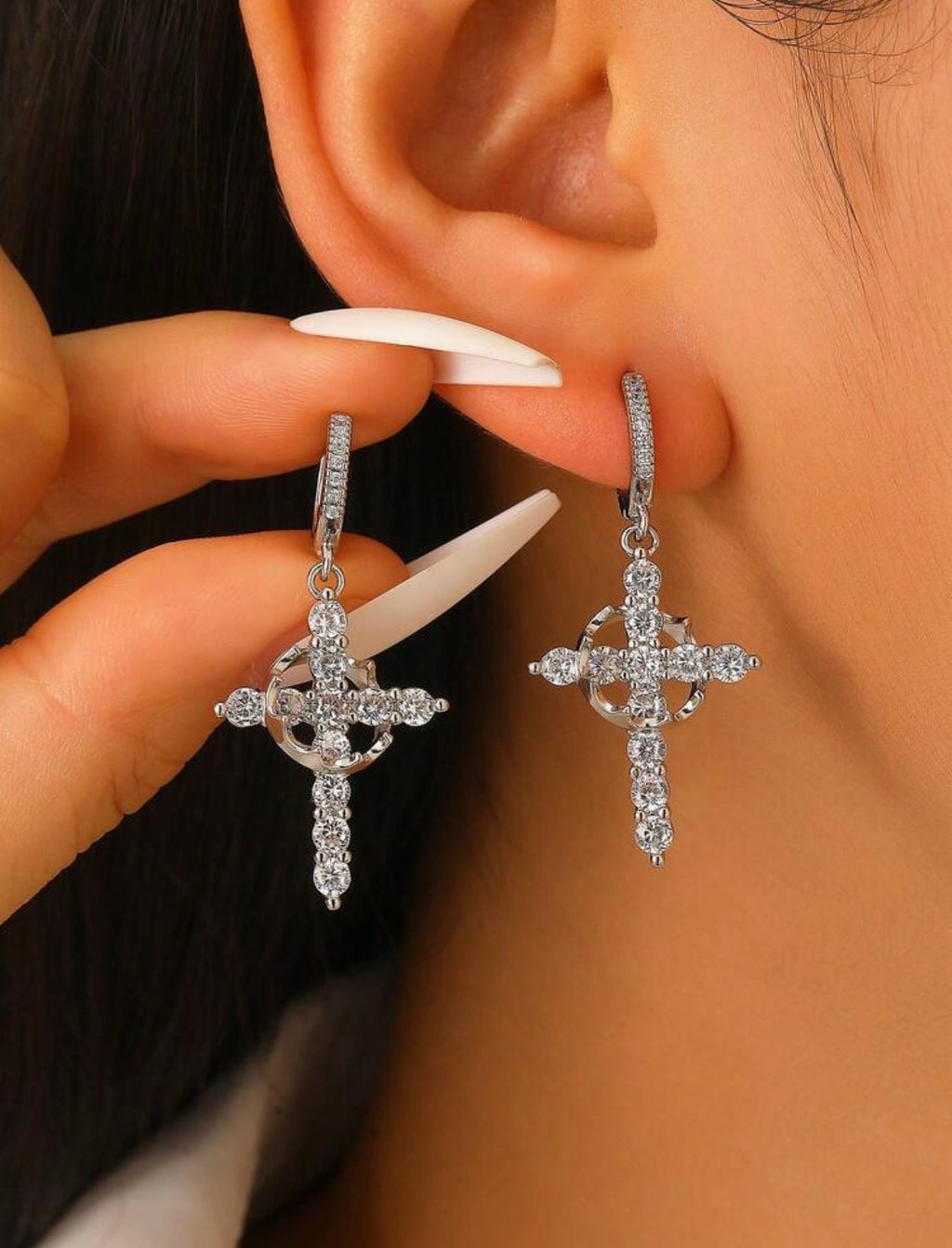 Cross and Crown Earrings