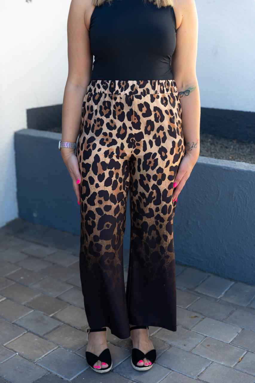 Gradient Leopard Wide-Leg Pants