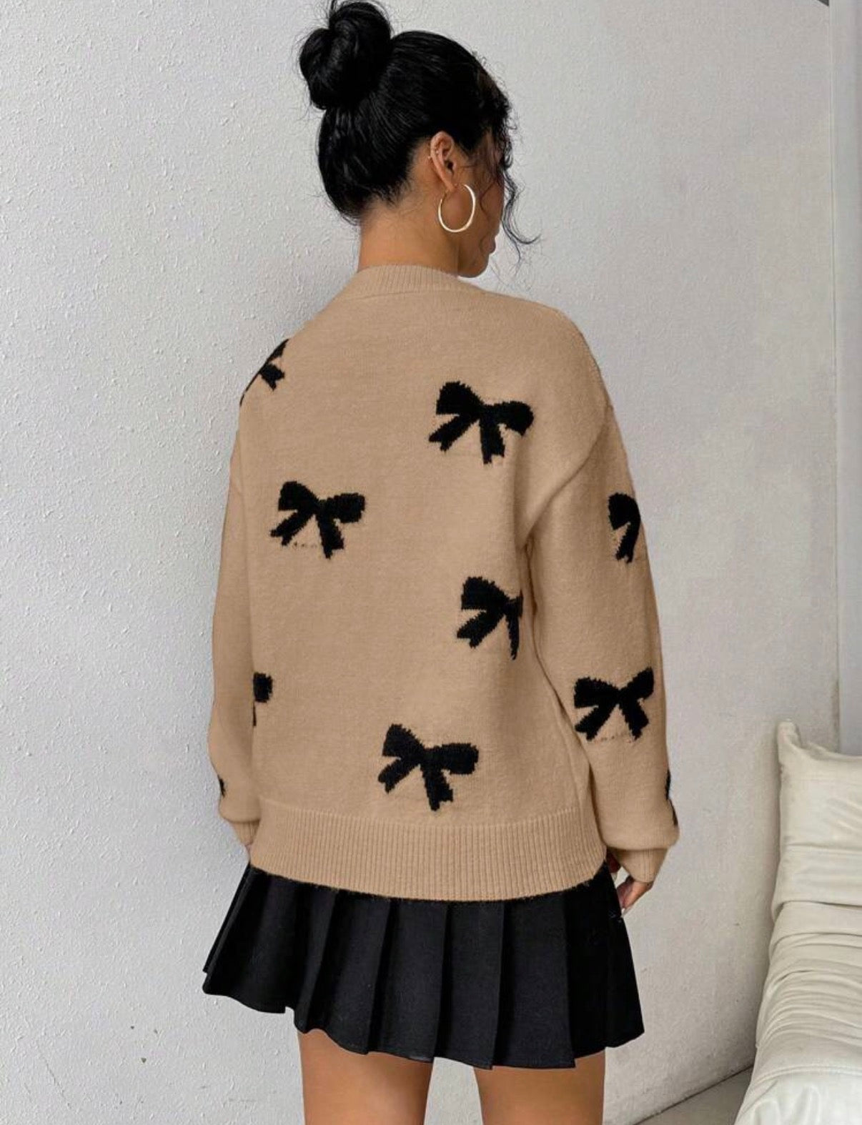 Beige and Black Comfortable Soft Knit Jersey