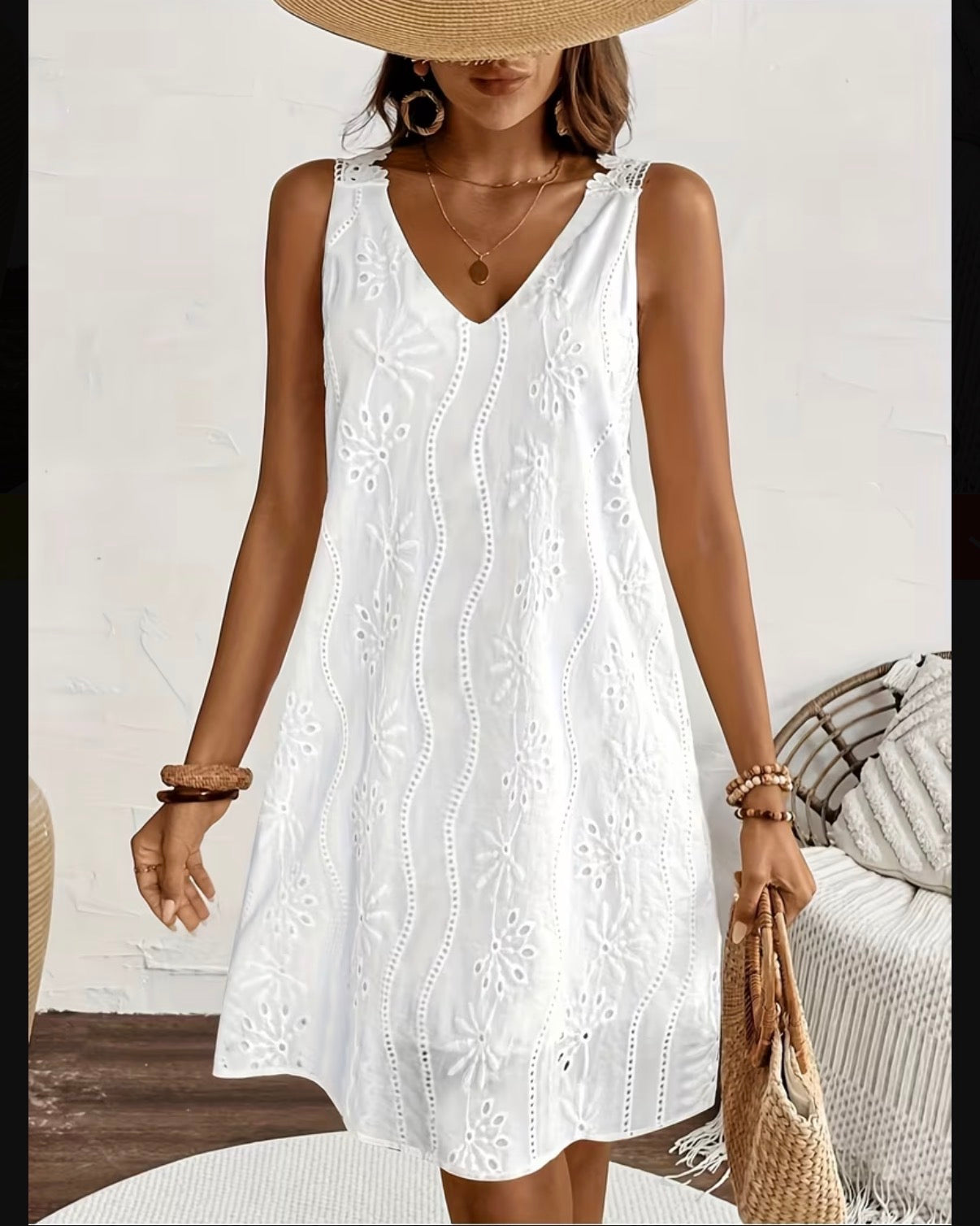 White Lace Back Summer Dress