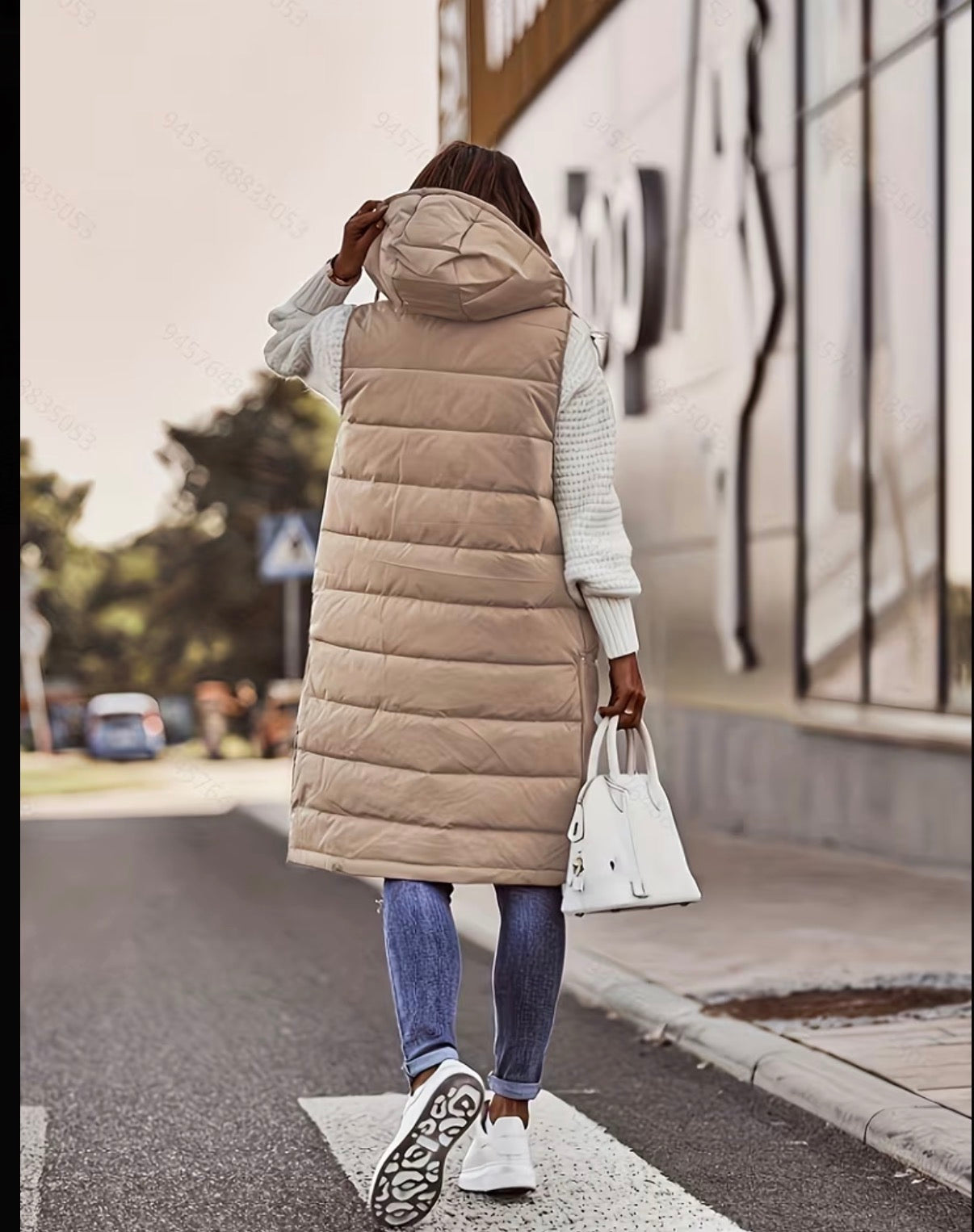 Beige Puffer Sleeveless Jacket