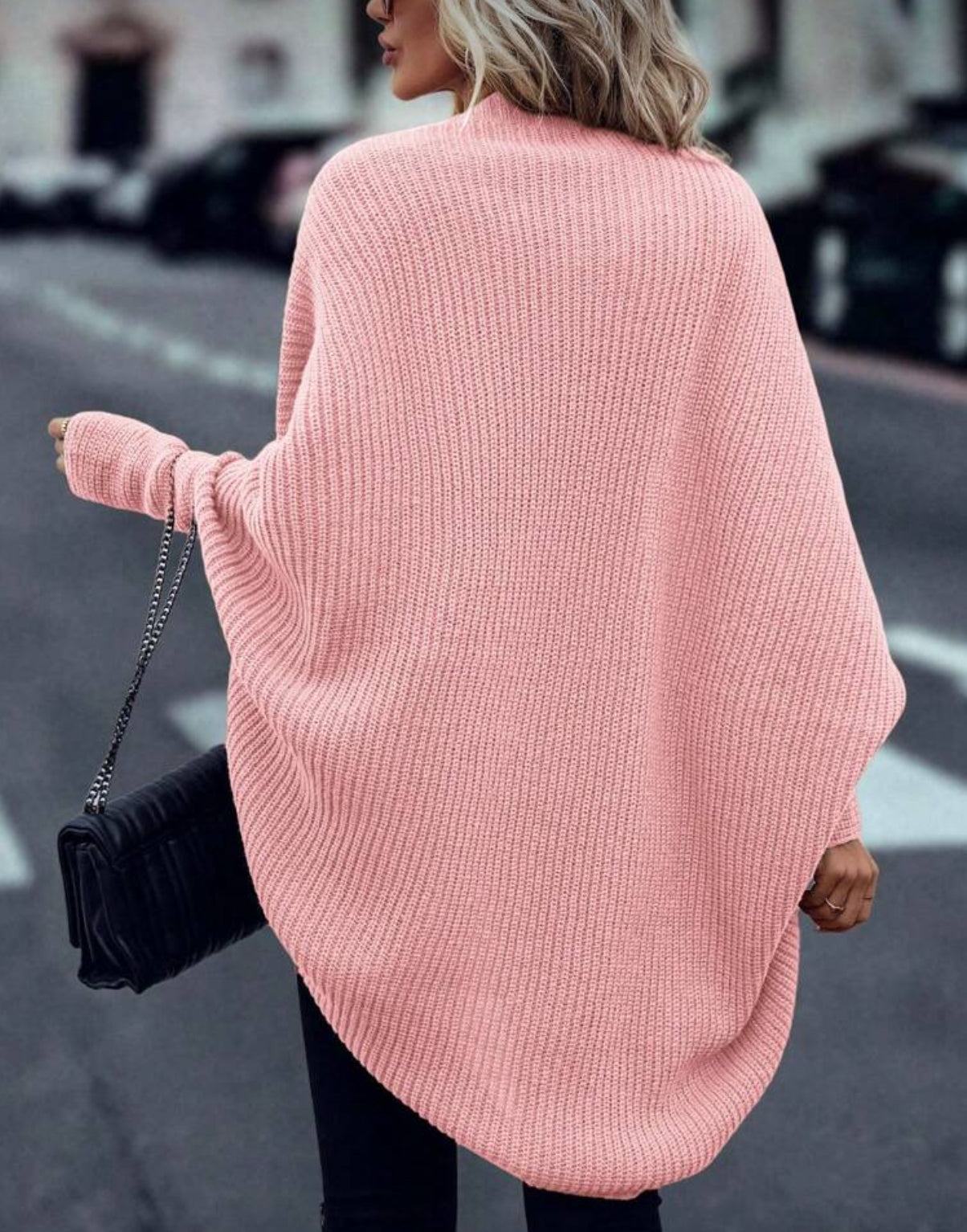 Batwing Knit Cocoon Cardigan – Pink
