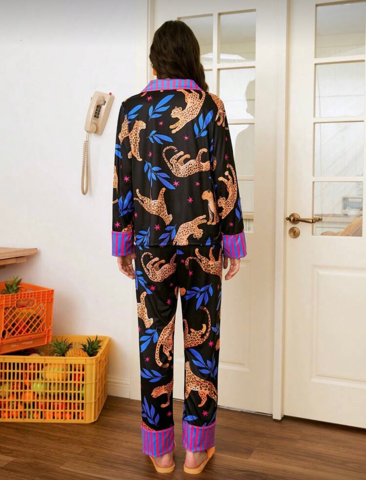 Leopard Print Long Sleeve Pajama Set