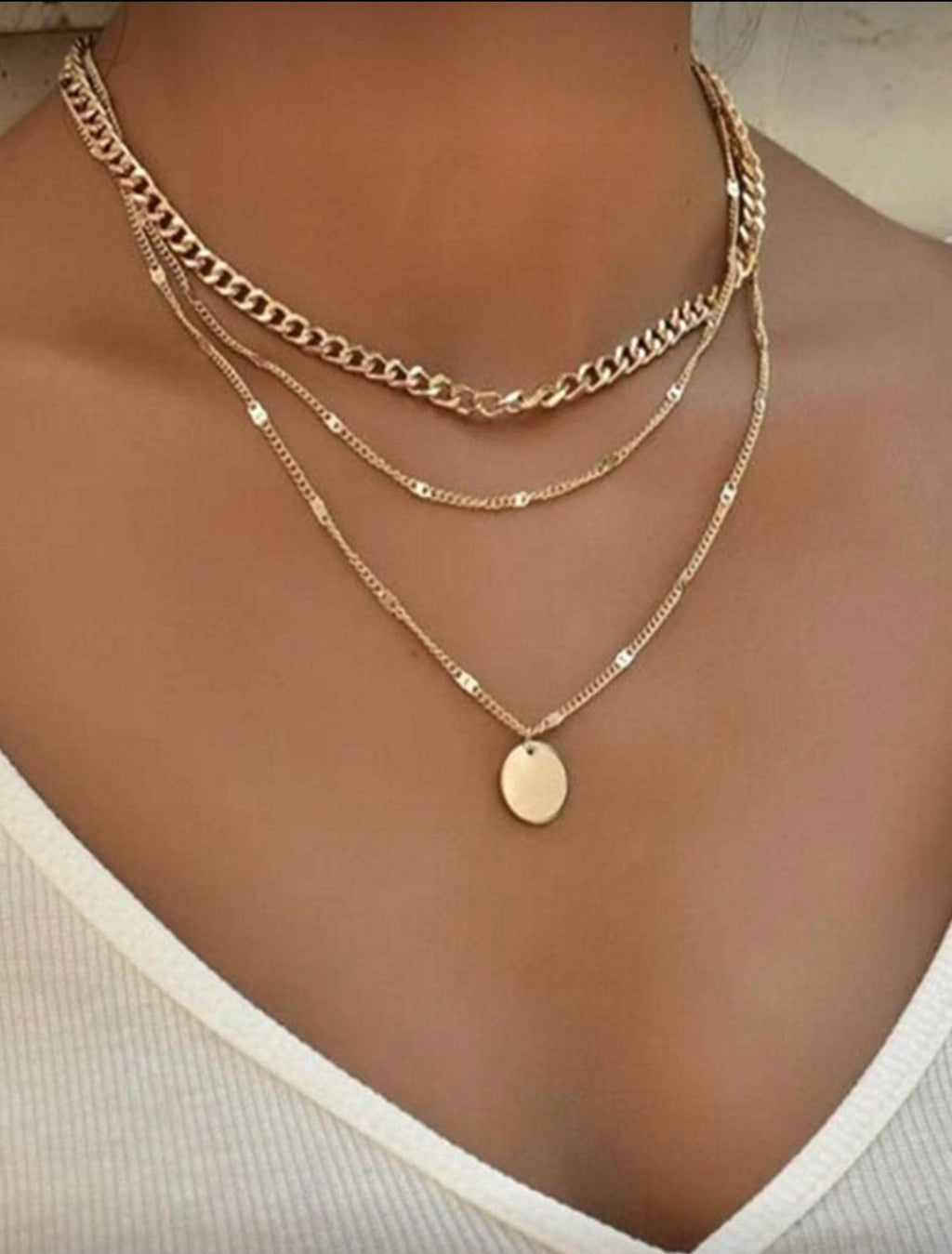 Disc Layered Gold Necklace