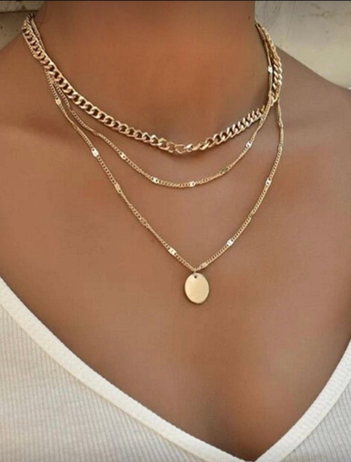 Disc Layered Gold Necklace