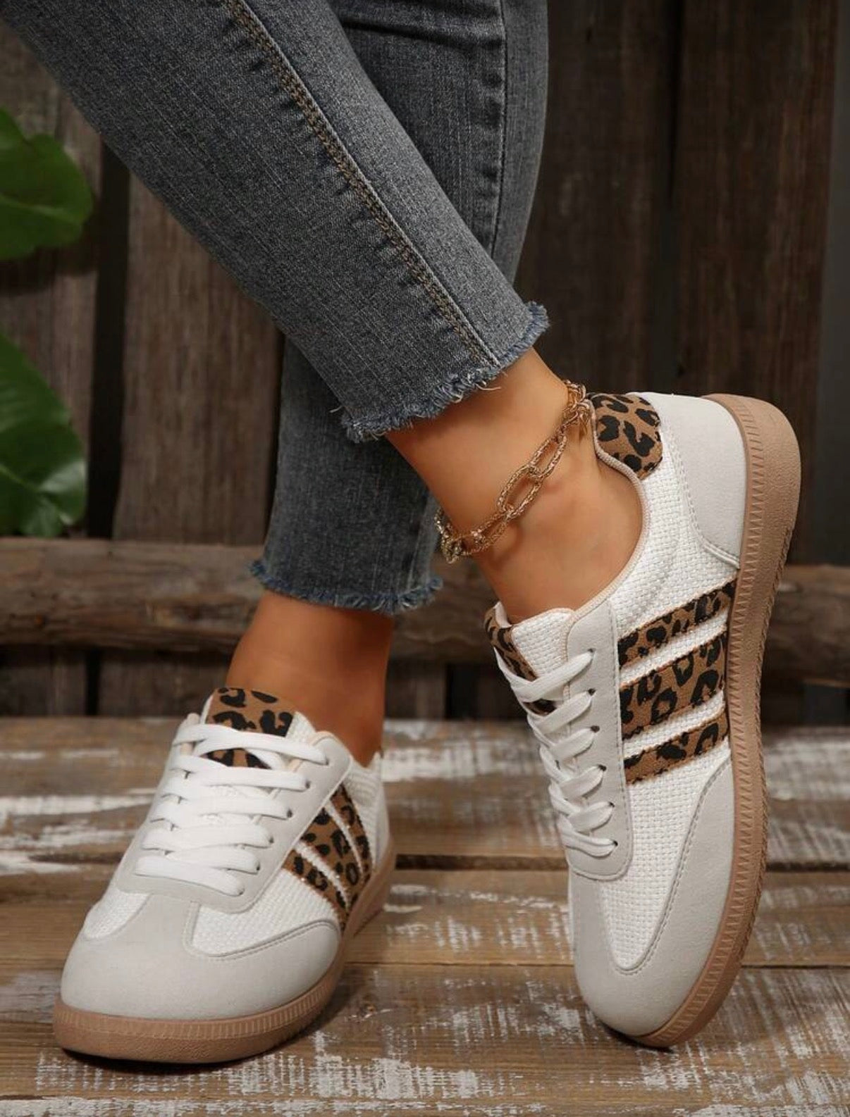 Leopard and White Sneakers