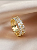 Leaf Shaped Cubic Ziconia Stone Decorated Ring With Claw Setting (62)