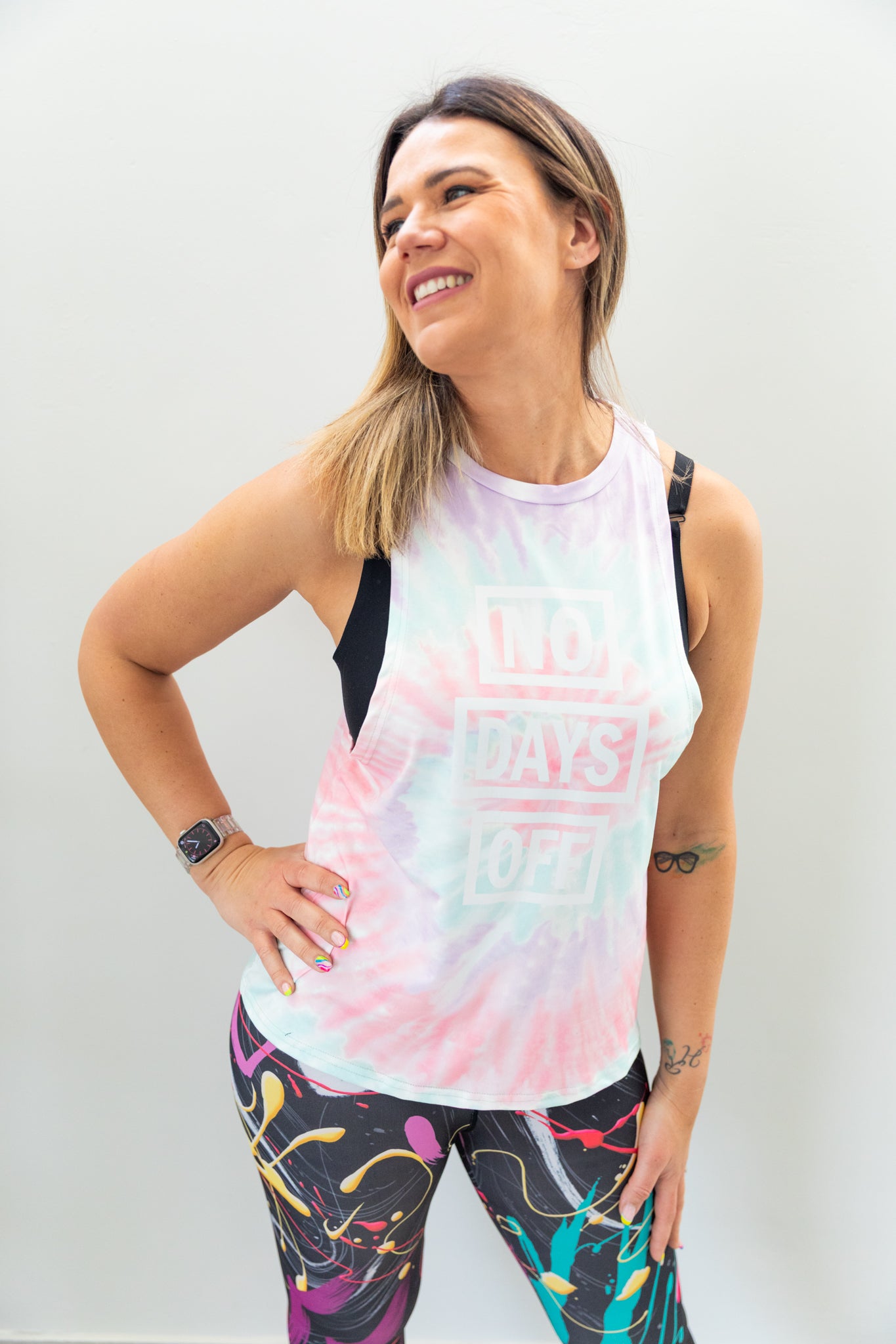 SHEIN Sports Tie Dye Slogan Graphic Sports Tank Top Gym Top