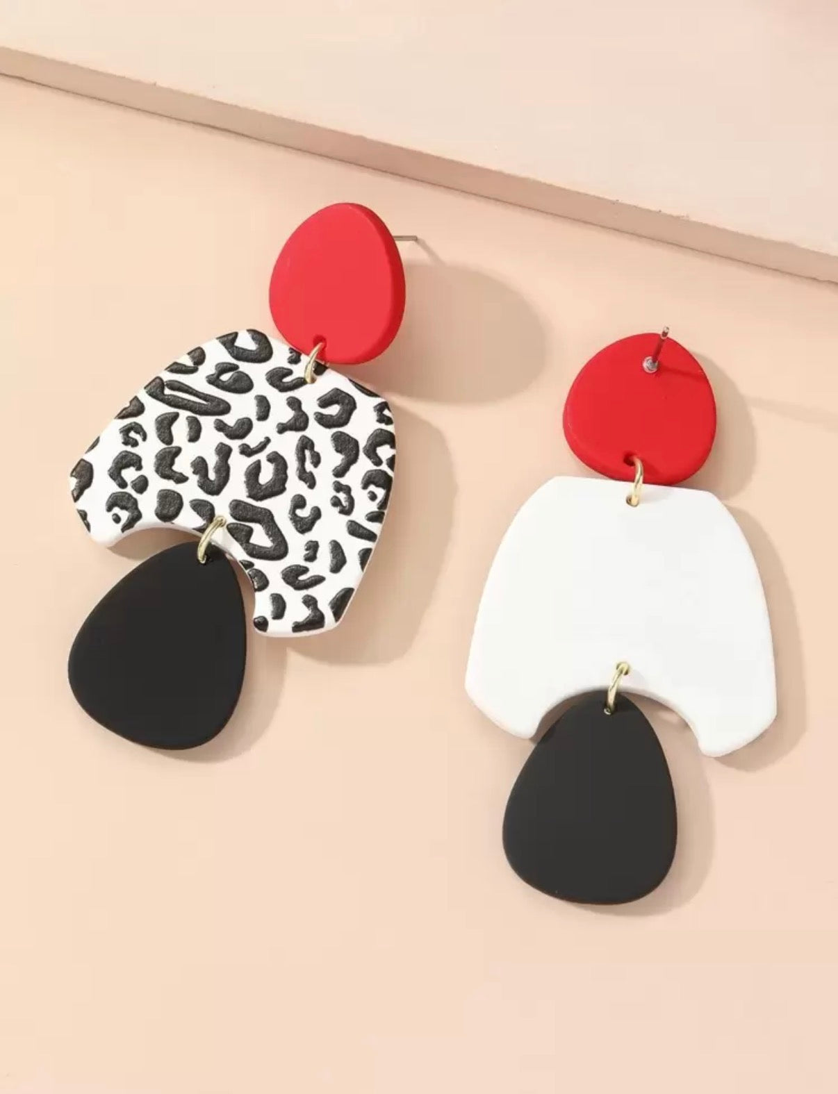 Leopard Red Statement Earrings