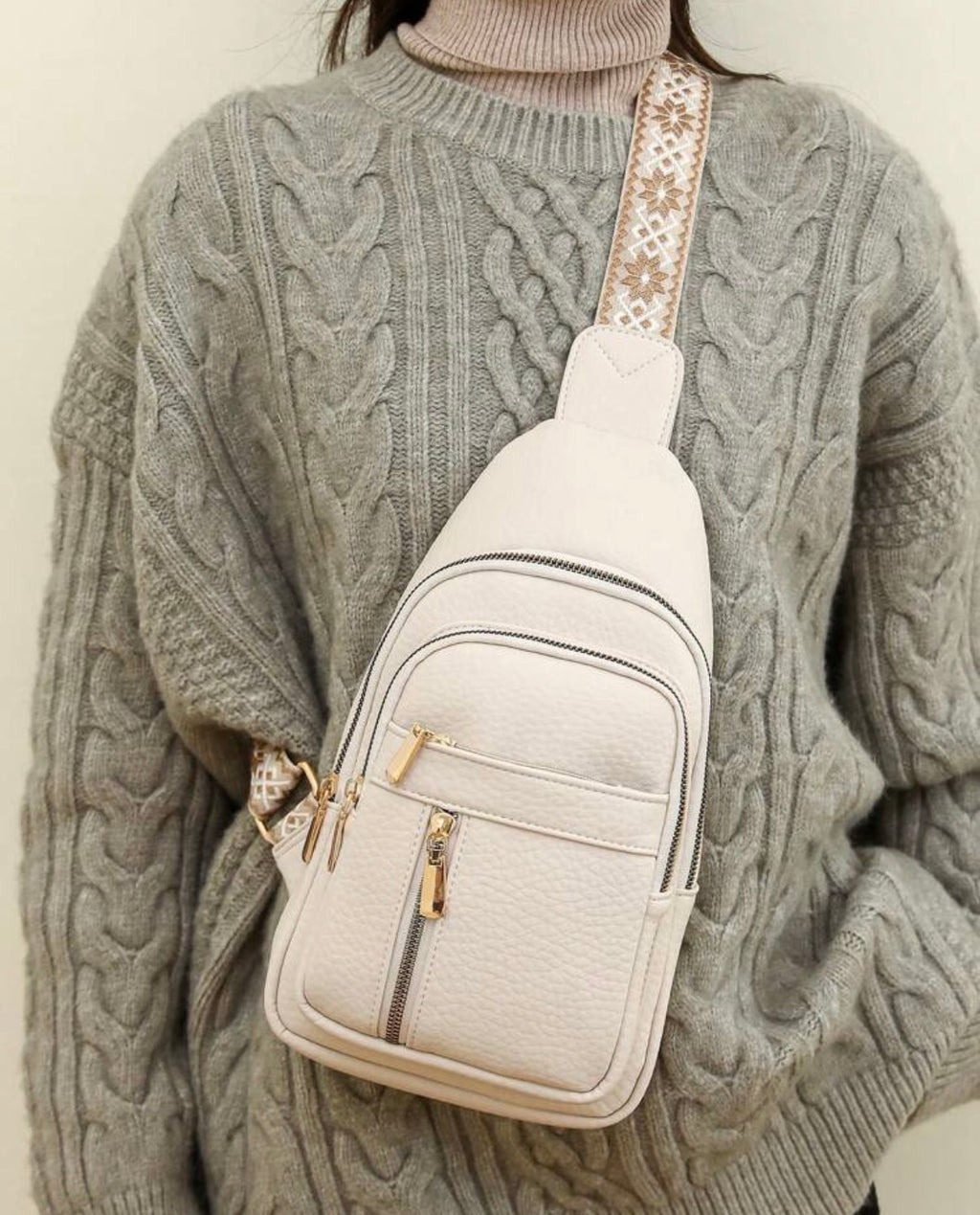 White  Luxe Sling Crossbody Bag