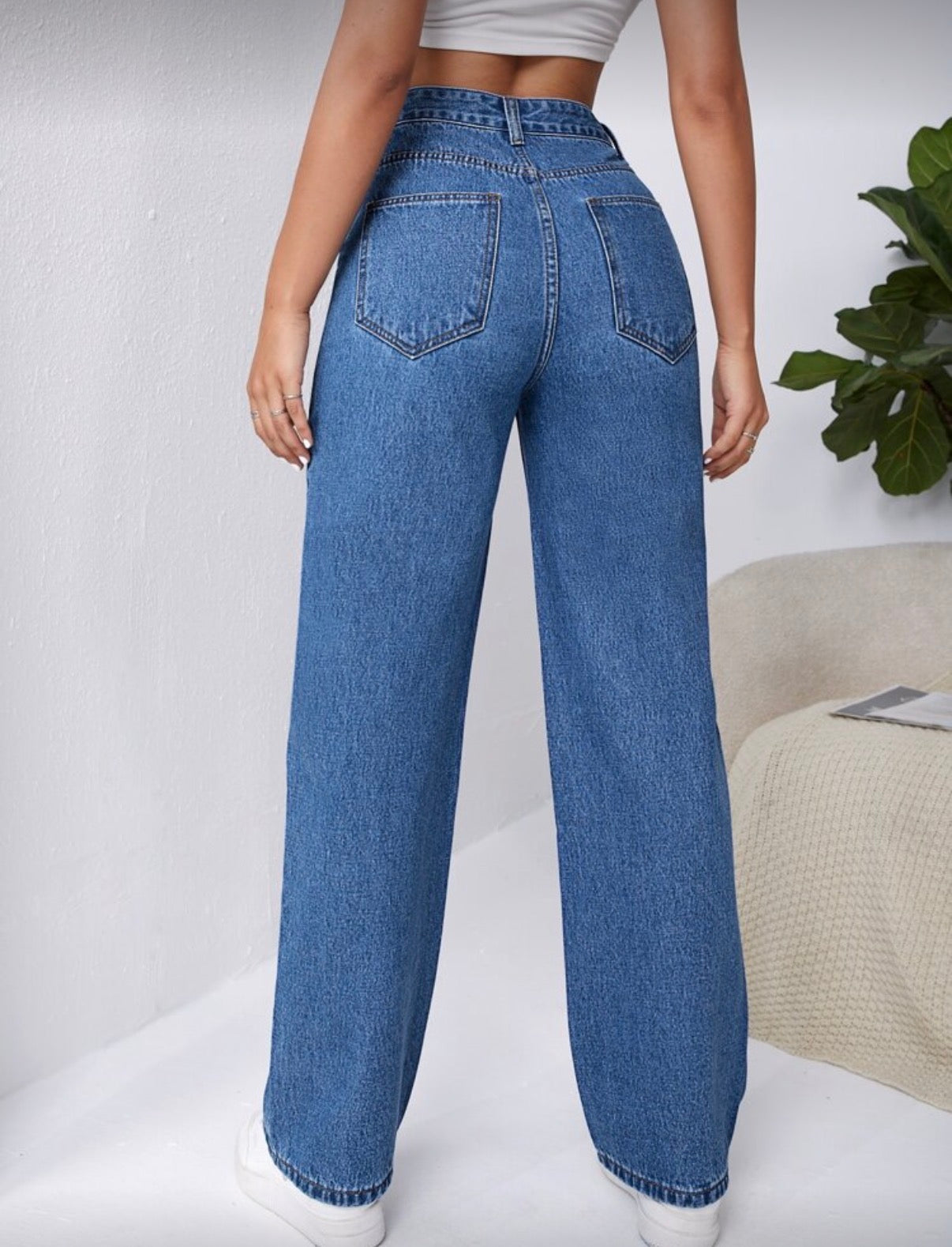 High Waist Boyfriend Jeans Medium Washed