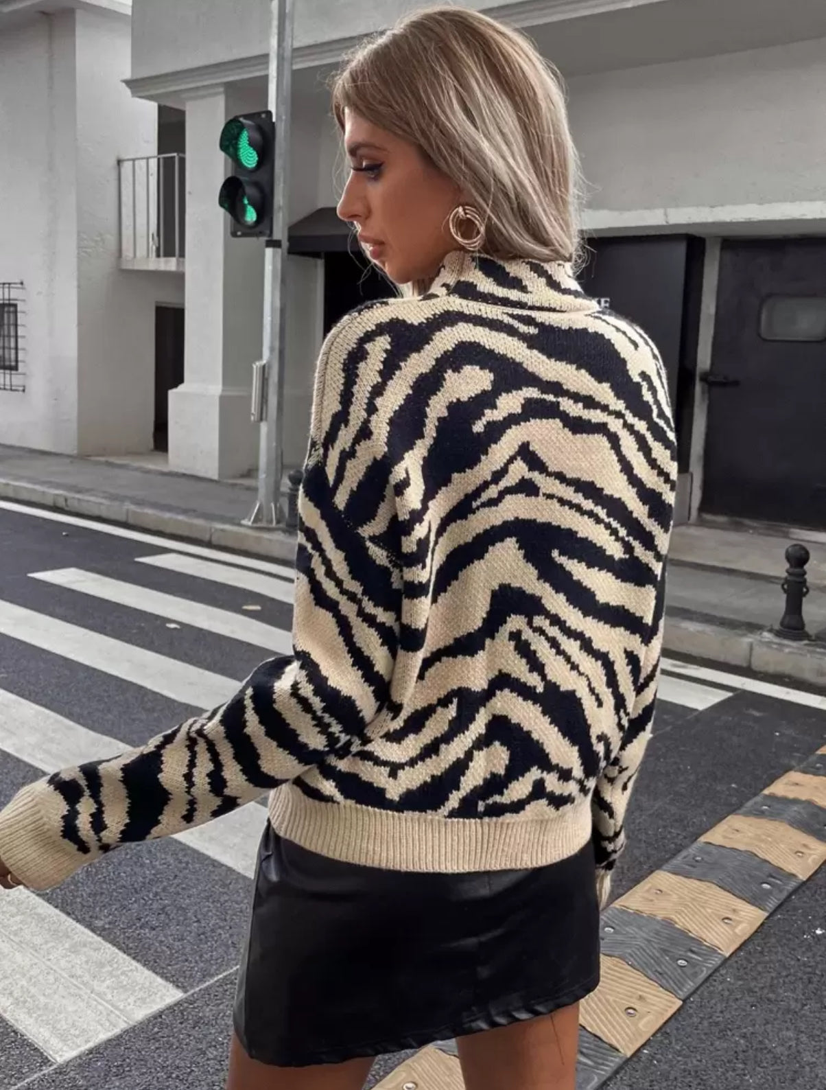 Beige and Black Zebra Strip Jersey