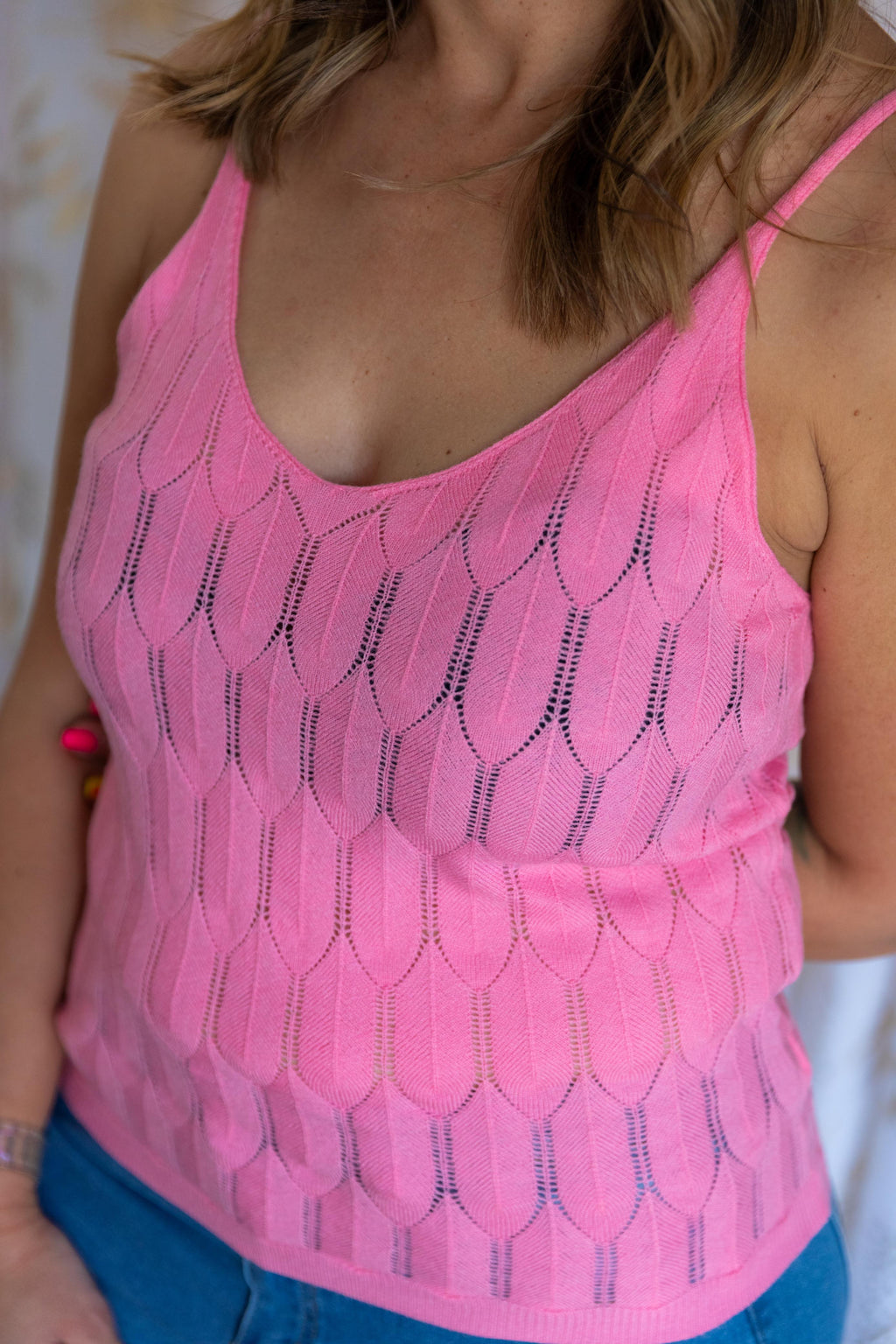 Pink Cable Knit Cami