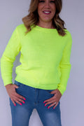 Neon Lime Green Ribbed Knit Sweater