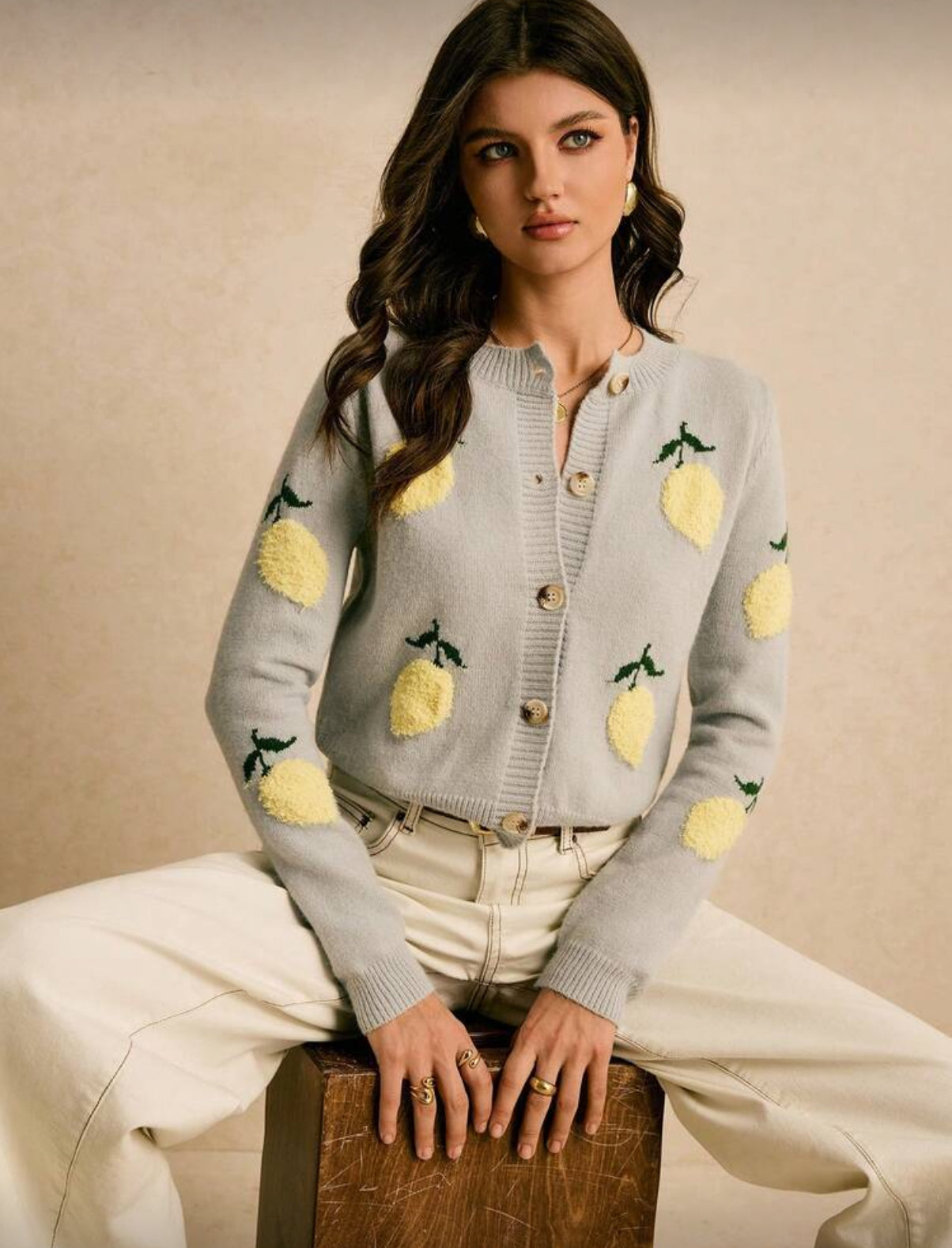 Embroided Lemon Cardigan