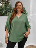 CURVE Mint Green Henley Blouse