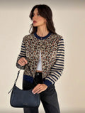 Leopard & Stripe Button Knit