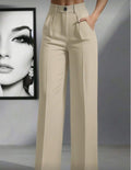 Beige High Waisted Lose Fitted Trousers