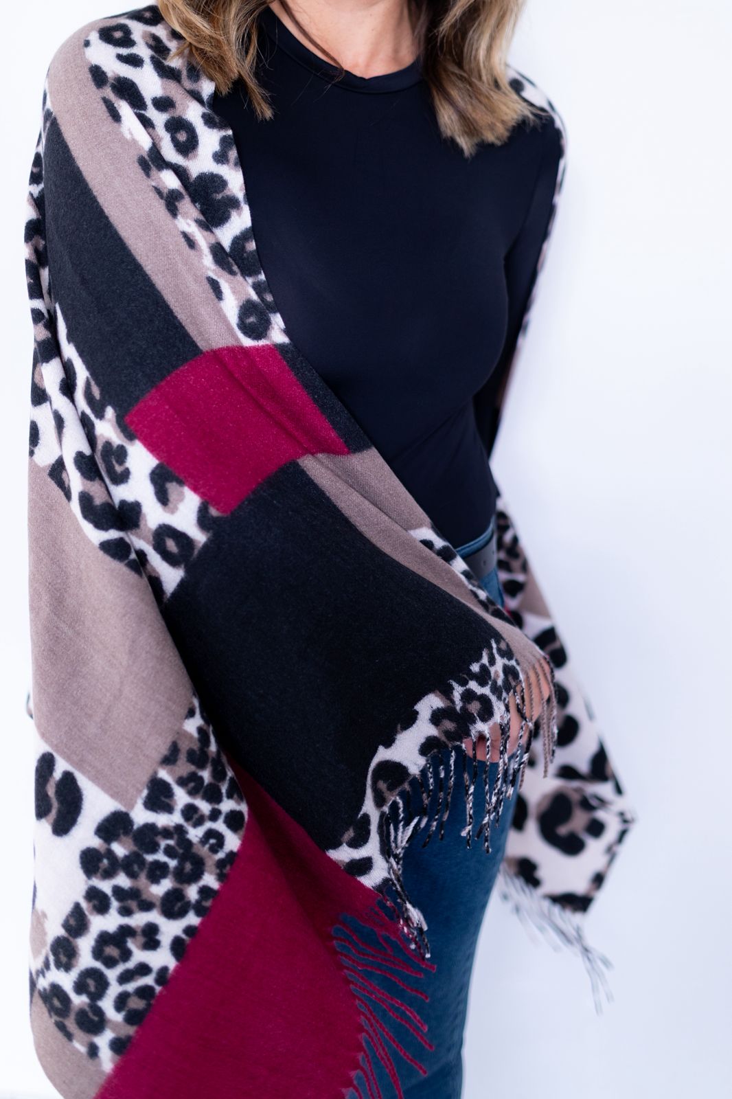 Leopard Print Tassel Scarf