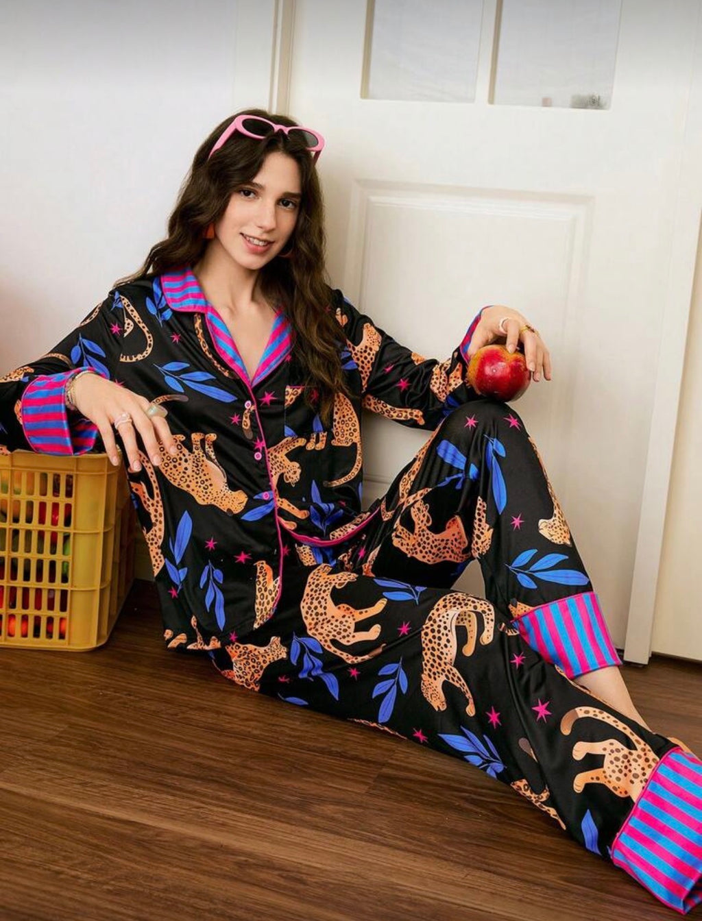Leopard Print Long Sleeve Pajama Set