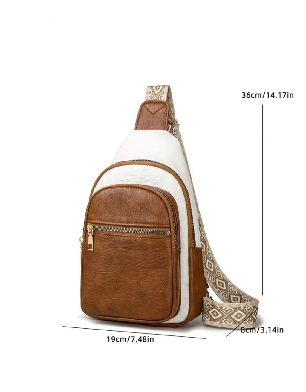 Brown and White Luxe Sling Bag
