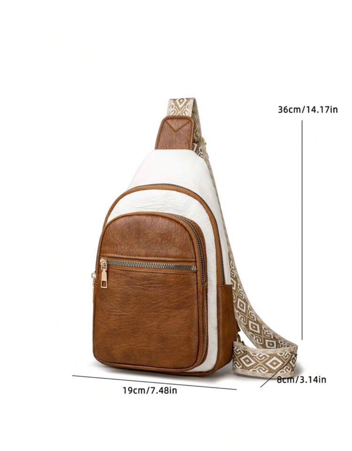 Brown and White Luxe Sling Bag