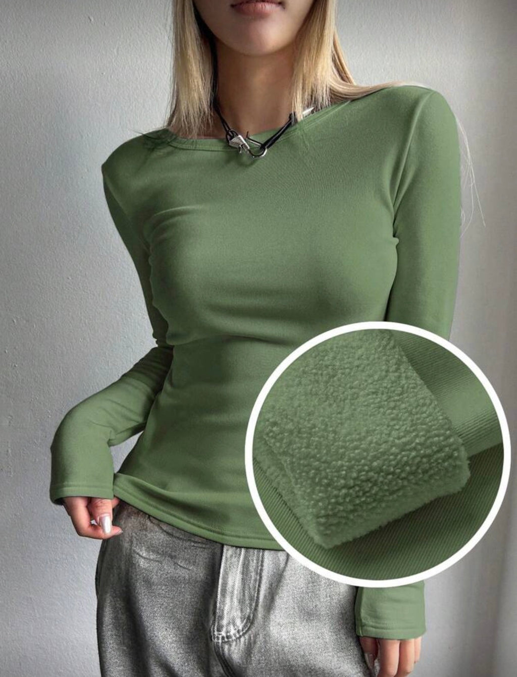 Green Thermal Lined Long Sleeve Top – Winter Essential Layer
