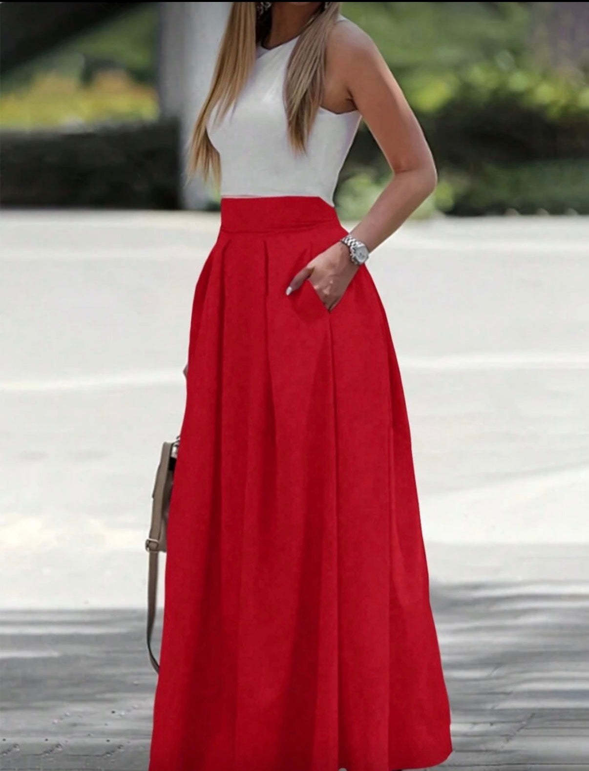 Red Maxi Skirt