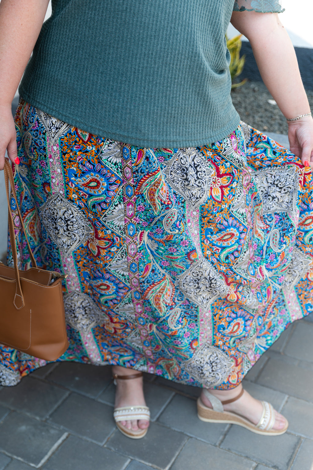 Curve Waffle Knit Ruffle Sleeve Top – Dark Green