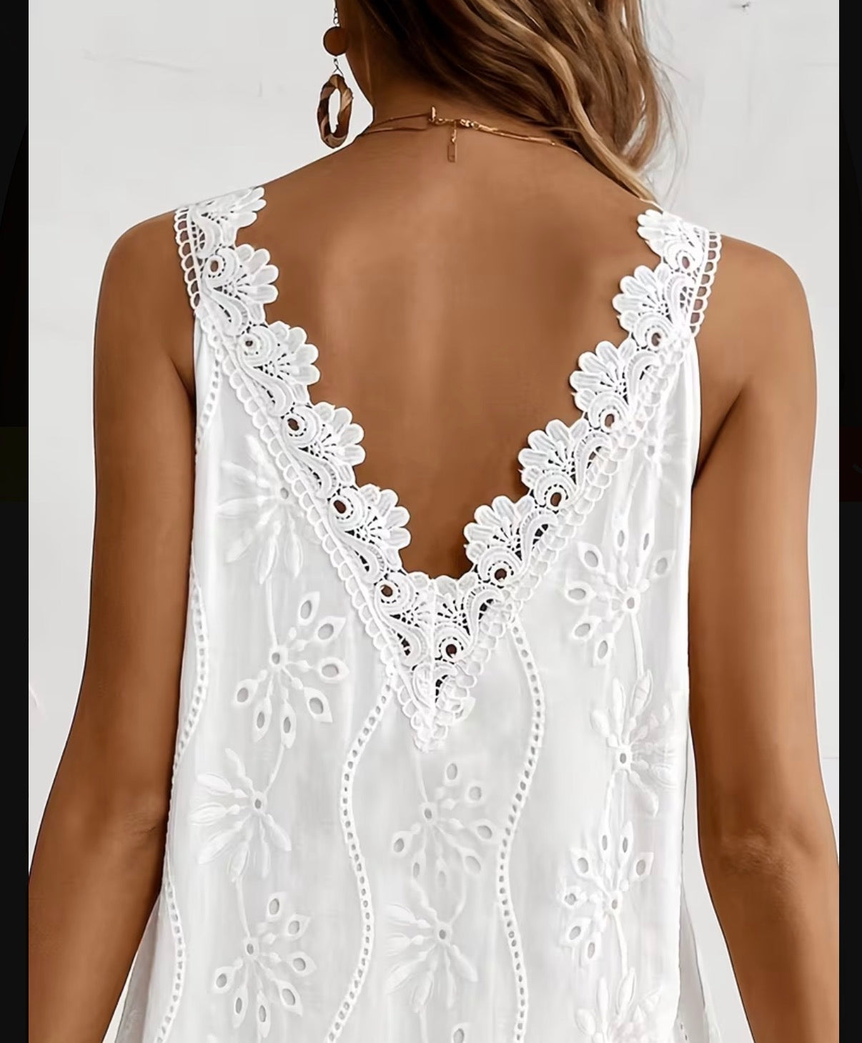 White Lace Back Summer Dress